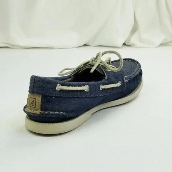 Sperry Top-Sider 11M Men's Blue Denim Sailboat & Embossed Heel Logo Boat Shoes - Picture 6 of 12